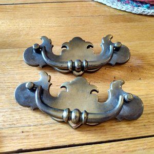 2 Vintage Antique Chippendale Brass Drawer Pulls 5.5"